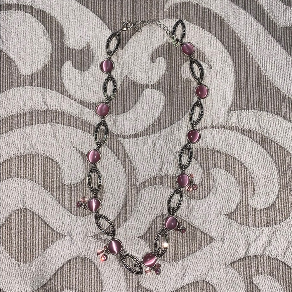 Silver and pink statement necklace